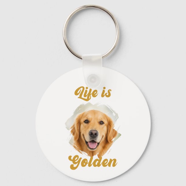 Chaveiro Foto do Golden Retriever A Vida é Dourada (Verso)