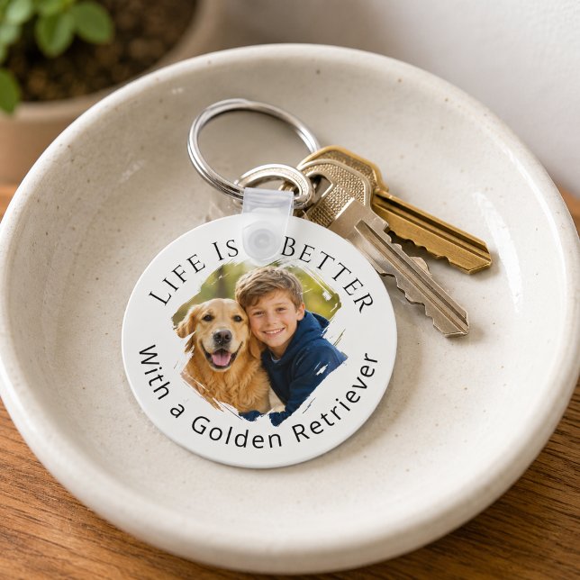 Chaveiro Foto do Golden Retriever A Vida é Melhor (Criador carregado)