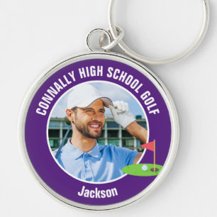 Chaveiro Foto do Golfer Roxo Time de Golfe do Ensino Médio