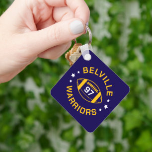 Chaveiro Foto do Número de Futebol Jersey, marinho e Dourad