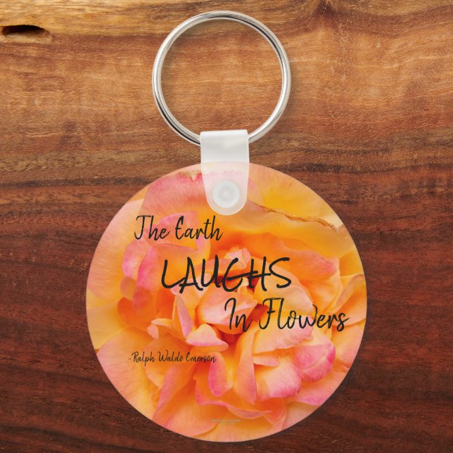 Chaveiro Foto do Rosa de Flor de Blend Amarelo Pêssego (Frente)