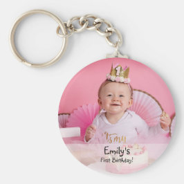 Chaveiro Foto e nome do primeiro aniversário da menina