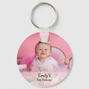 Chaveiro Foto e nome do primeiro aniversário da menina