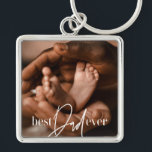 Chaveiro Foto Elegante Simples e Clássica do Melhor Pai<br><div class="desc">Esta design simples e moderna é composta por tipografia serif e cursiva e adiciona uma foto personalizada</div>