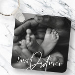 Chaveiro Foto Elegante Simples e Clássica do Melhor Pai<br><div class="desc">Esta design simples e moderna é composta por tipografia serif e cursiva e adiciona uma foto personalizada</div>