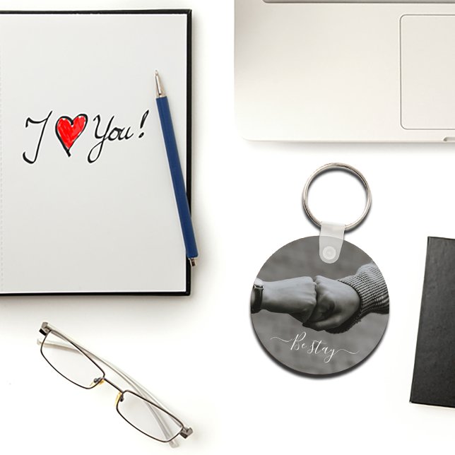 Chaveiro Foto em branco preto das mãos de duas pessoas (
)