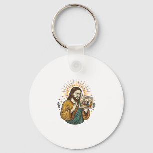 Chaveiro Foto em Grupo com Jesus de Olhos Fechados sem Flat