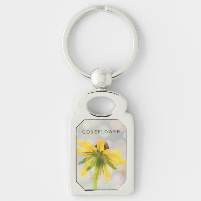 Chaveiro Foto Floral Selvagem do Coneflower Verde Amarelo P (Frente)