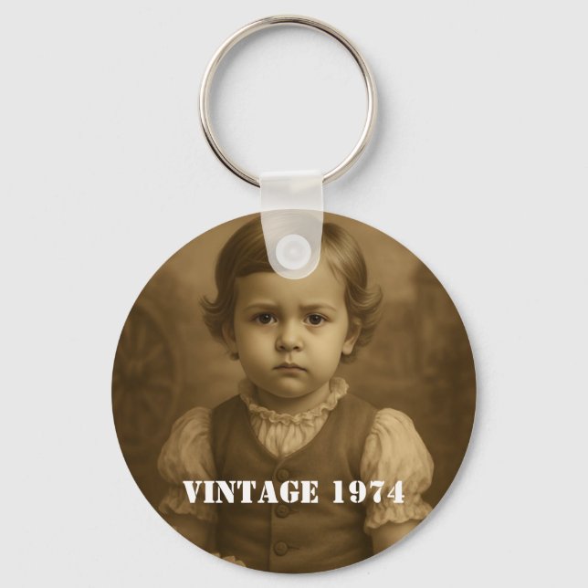 Chaveiro Foto Infantil Personalizada & Ano Vintage Personal (Frente)