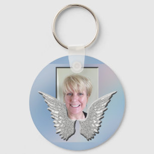 Chaveiro Foto Memorial com Angel Wings