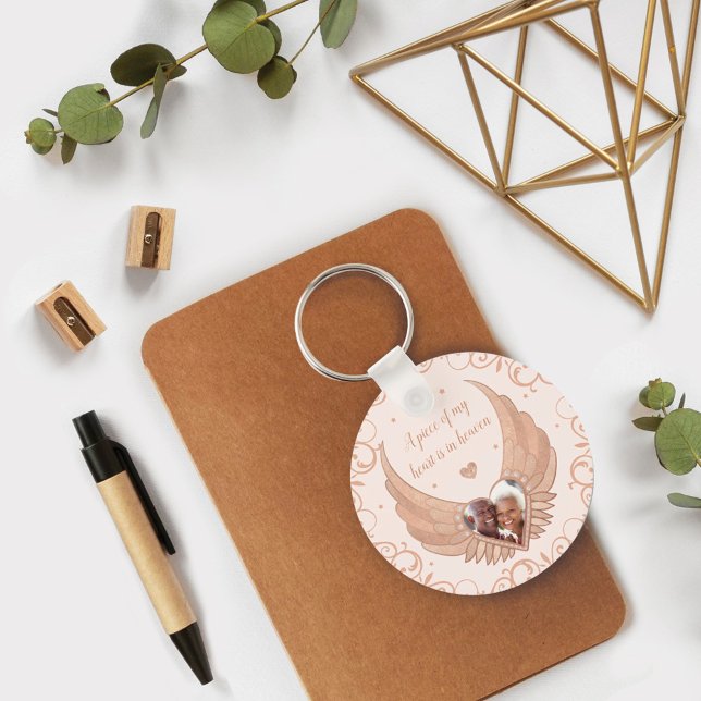 Chaveiro Foto Memorial Pink Angel Wings e Mensagem Personal (Criador carregado)