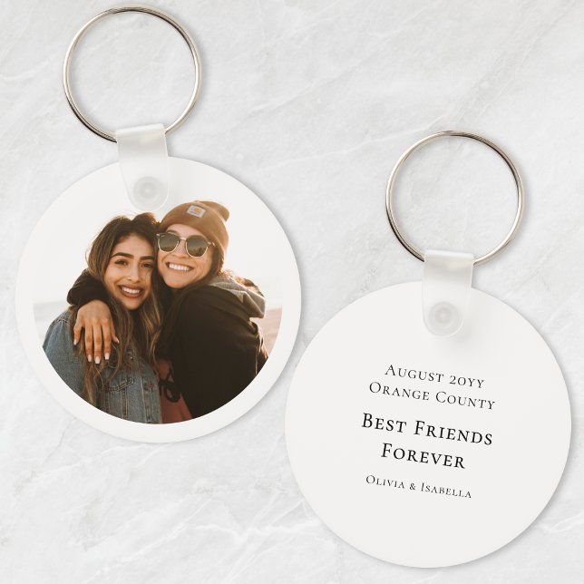 Chaveiro Foto Moderna Personalizada de Melhores Amigos Para (Modern Personalized Best Friends Forever Photo Keychain)