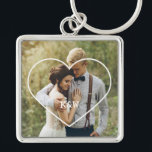 Chaveiro Foto Monograma de Frame Cardíaco<br><div class="desc">Design de fotografia elegante e simples personalizada perfeita para dia de as mães,  como presente de casamento ou aniversário,  presente de formatura,  etc.</div>