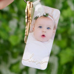 Chaveiro Foto personalizada<br><div class="desc">A foto do seu bebê em um chaveiro! Carregue sua própria imagem para criar seu chaveiro por você mesmo ou dê como presente para a família,  amigos,  pais e avós! A palavra amor em um cheque é exibida sobre sua foto.</div>