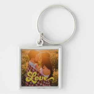 Chaveiro Foto Personalizada com Amor Dourado