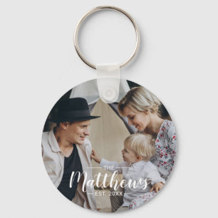 Chaveiro Foto personalizada com nome de família e ano esta