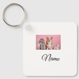 Chaveiro Foto personalizada de animal colorido simples adic