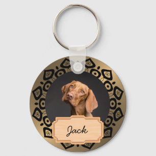 Chaveiro Foto personalizada de cachorro de Natal Dourado pr