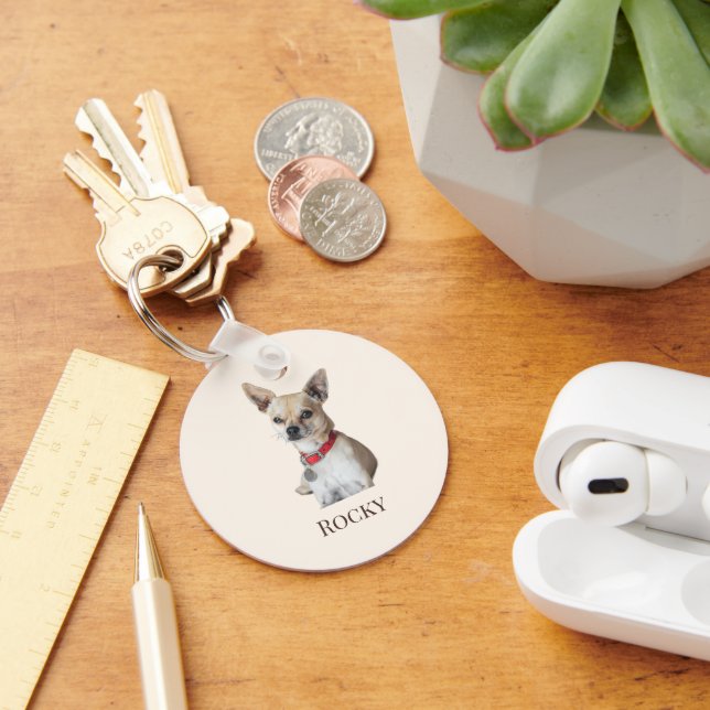Chaveiro Foto Personalizada de Cachorro | Nome de Pet Perso (Mesa)
