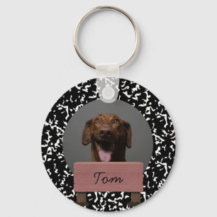 Chaveiro Foto personalizada de cão de Natal preto e branco
