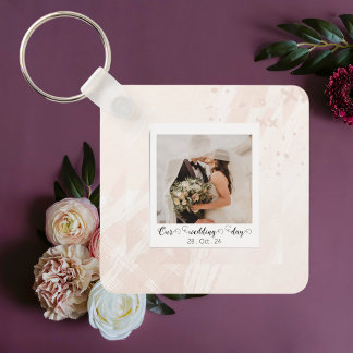 Chaveiro Foto personalizada de casamento elegante