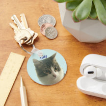 Foto personalizada de gato malhado em azul claro