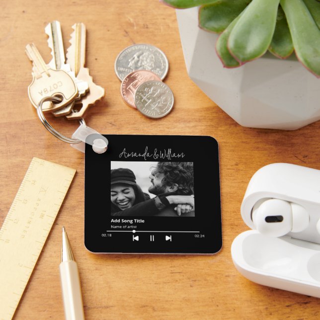 Chaveiro Foto personalizada de música e música (Mesa)