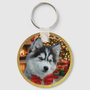 Chaveiro Foto Personalizada de Pet "Amor" com Brilho Dourad