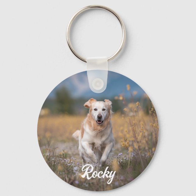 Chaveiro Foto personalizada de Pet e Cachorro de Texto da T (Frente)