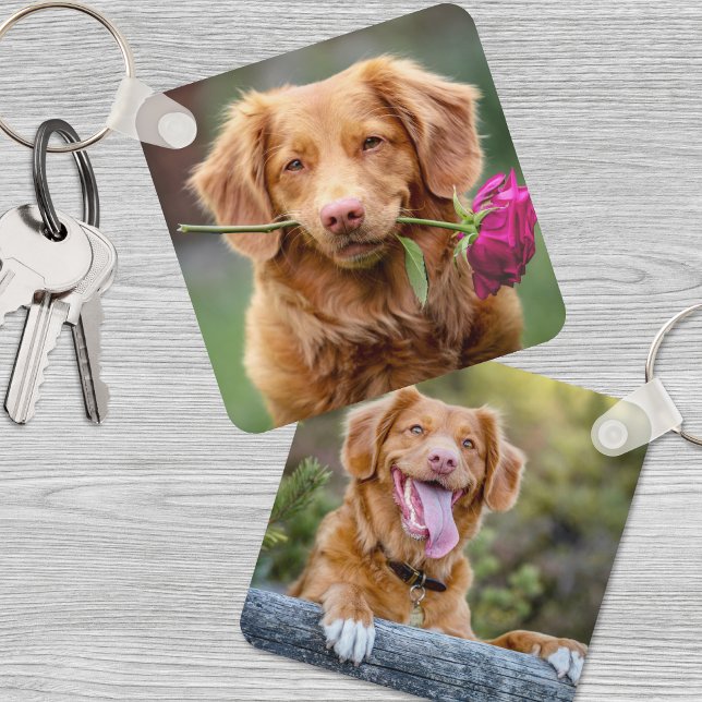 Chaveiro Foto personalizada de Pet Keepsasasasak do cão (Personalized Dog Lover Keepsake Pet Photo keychain)