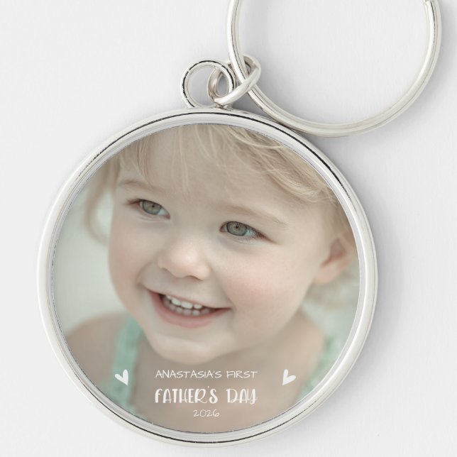 Chaveiro Foto Personalizada do Bebê 1º Dia dos Pais (Frente)