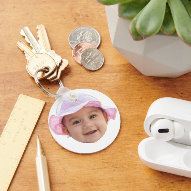 Chaveiro Foto personalizada do bebê, rosto da foto do bebê (Mesa)