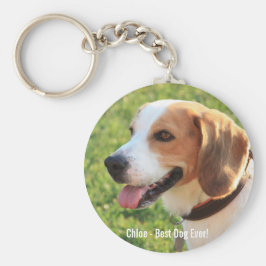 Chaveiro Foto personalizada do cão beagle e nome do cão