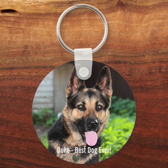 Chaveiro Foto personalizada do cão German shepherd, Nome do (Frente)