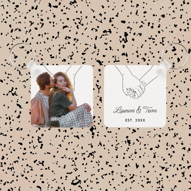 Chaveiro Foto personalizada do Casal moderno Gift do Dia de (Criador carregado)