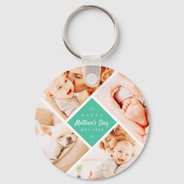 Chaveiro Foto personalizada do Dia de as mães simples e fel (Frente)