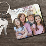 Chaveiro Foto personalizada do Keepsasasaame da família<br><div class="desc">Crie um manejo personalizado com este chaveiro personalizado de dois lados, perfeito para vovó e vovô! Apresentando espaço para duas fotos, é uma forma excelente de exibir suas fotos favoritas dos netos. Embora seja projetado tendo em mente avós, você pode facilmente trocar as fotos por família, animais de estimação ou...</div>
