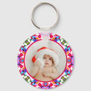 Chaveiro Foto Personalizada Feliz Natal Moderno Colorido
