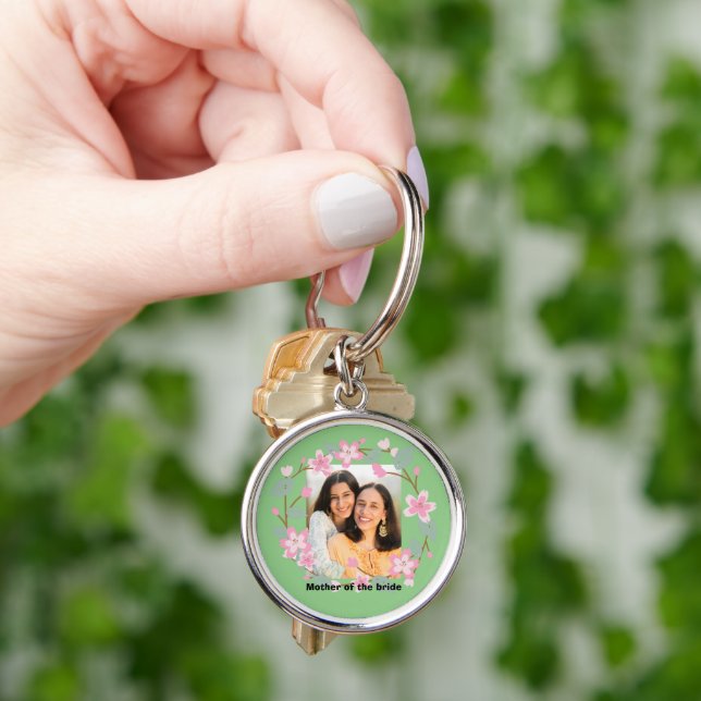 Chaveiro Foto personalizada foto da noiva floral (Mão)