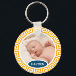 Chaveiro Foto Personalizada Geométrica Amarela Moderna<br><div class="desc">Chaveiro personalizado personalizado moderno com quadro geométrico amarelo tendencioso.</div>