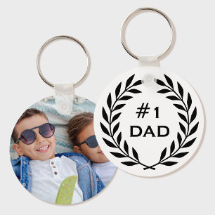 Chaveiro Foto personalizada Laurel Wreath do melhor Pai, pr