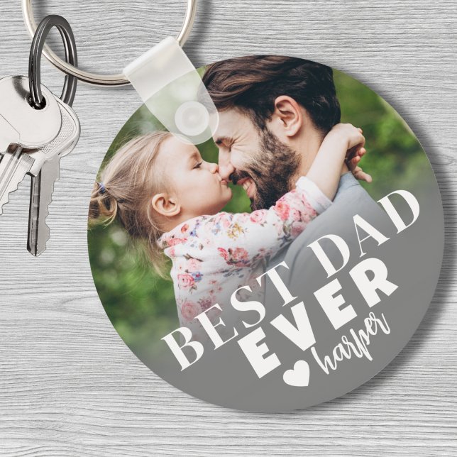 Chaveiro Foto Personalizada Melhor Pai do Mundo (Personalized Best Dad Ever Photo keychain)