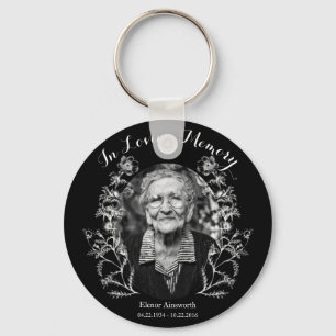 Chaveiro Foto personalizada Memorial Vintage Flor Preto