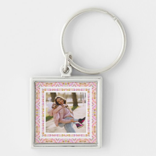 Chaveiro Foto personalizada Pastel rosa feliz Dia da Mãe Ve (Frente)