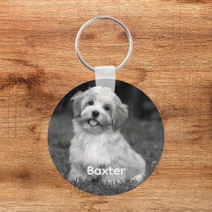 Chaveiro Foto Personalizada Preto e Branco do Cachorro
