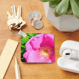 Chaveiro Foto Rosa Rosa Selvagem Fidedigna no Verso da Bíbl