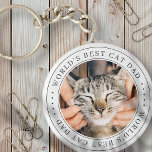 Chaveiro Foto Simples do Melhor Pai de Gato do Mundo<br><div class="desc">Este design simples e clássico é composto por tipografia serif e adiciona uma foto personalizada.</div>