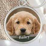 Chaveiro Foto Simples personalizada de Pet de Sobrecarga de<br><div class="desc">Carregar seu animal de estimação com você em qualquer lugar que você vá com este chaveiro personalizado de fotos de animais! Deve ter para cada mãe de cachorro e pai de cachorro! Chaveiro de Foto Personalizada Simples de Pet Lover de Cão</div>