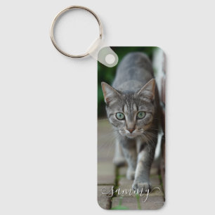 Chaveiro Foto Vertical Alta de Gato Nome Curly Fofo