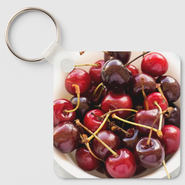 Chaveiro Fotografia de Cerejas Vermelhas Frescas em uma Tig (Frente)